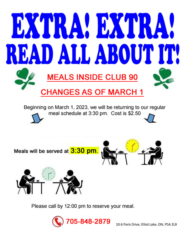 Meals update at Club 90